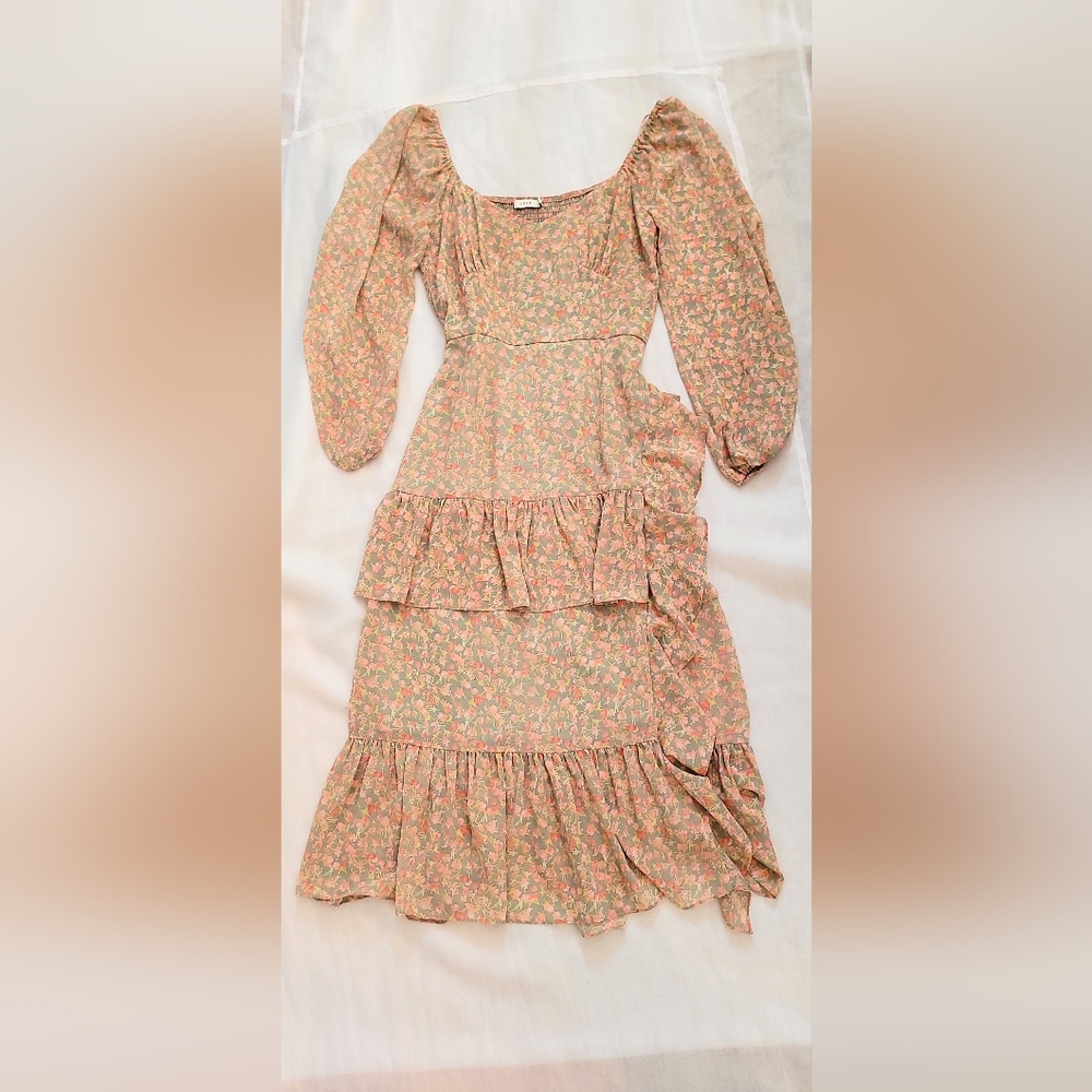 NWOT! Lulus Lush Summer Floral Tiered Women's Cottagecore Boho Maxi Dress Small